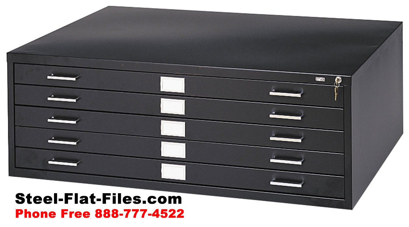 High resolution image of a Safco Black Flat File Cabinet.