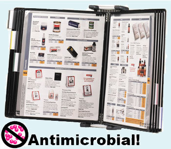 Anti-bacterial desktop and wall organizers prevent the spread of bacterial and microbial infections.